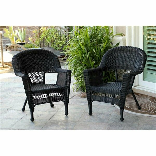 Jeco 3 Piece Black Wicker Chair And End Table Set Without Cushion W00207_2-CES